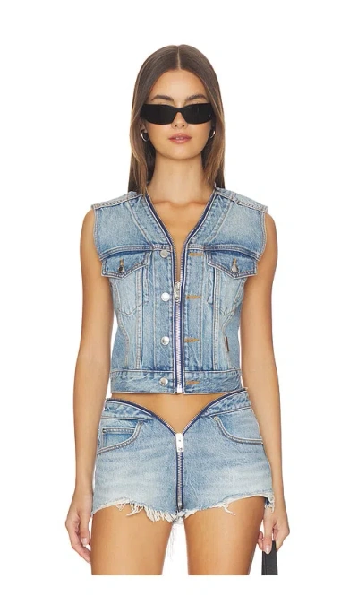 Alexander Wang Weste Dipped V Trucker In Blue