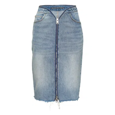 Alexander Wang Dipped V Zip Waistband Skirt In Blue