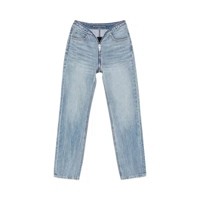Pre-owned Alexander Wang Dipped V Zip Waistband Straight Leg Jean 'authentic Light Indigo' | Blue | Women's Si