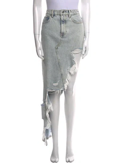 Pre-owned Alexander Wang Distressed Accents Long Skirt In Blue