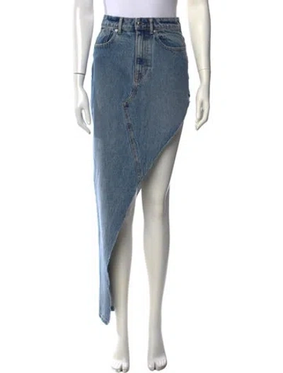 Pre-owned Alexander Wang Distressed Accents Midi Length Skirt In Blue