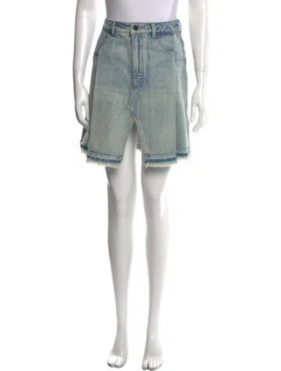 Pre-owned Alexander Wang Distressed Accents Mini Skirt In Blue