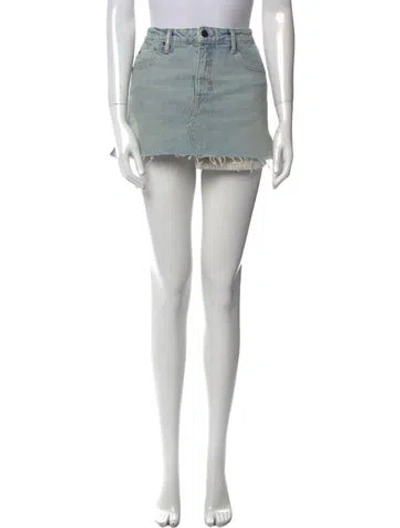 Pre-owned Alexander Wang Distressed Accents Mini Skirt In Blue