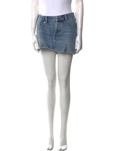 Pre-owned Alexander Wang Distressed Accents Mini Skirt In Blue