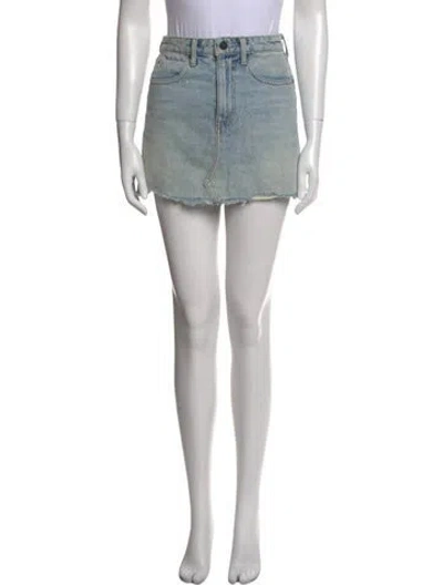 Pre-owned Alexander Wang Distressed Accents Mini Skirt In Blue