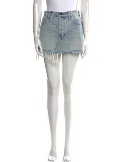 Pre-owned Alexander Wang Distressed Accents Mini Skirt In Blue