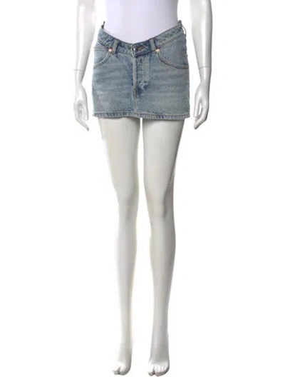 Pre-owned Alexander Wang Distressed Accents Mini Skirt In Blue