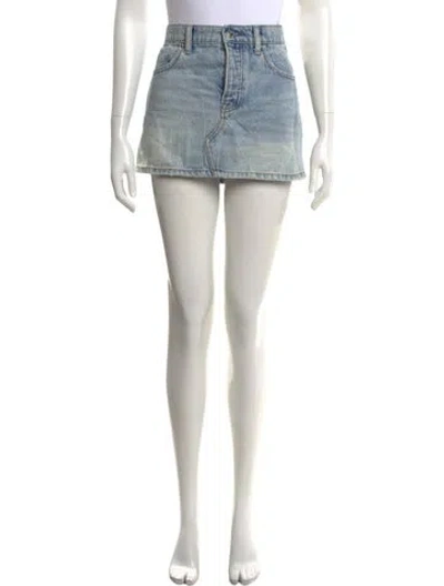 Pre-owned Alexander Wang Distressed Accents Mini Skirt In Blue
