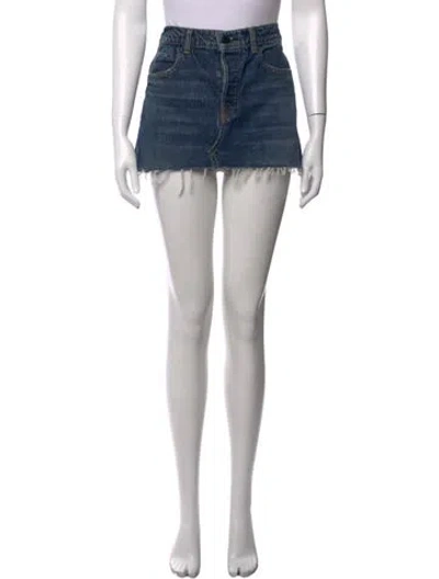 Pre-owned Alexander Wang Distressed Accents Mini Skirt In Blue