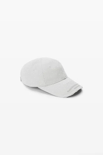 Alexander Wang Distressed Baseball Cap W/ Allover Hotfix Washed Alloy