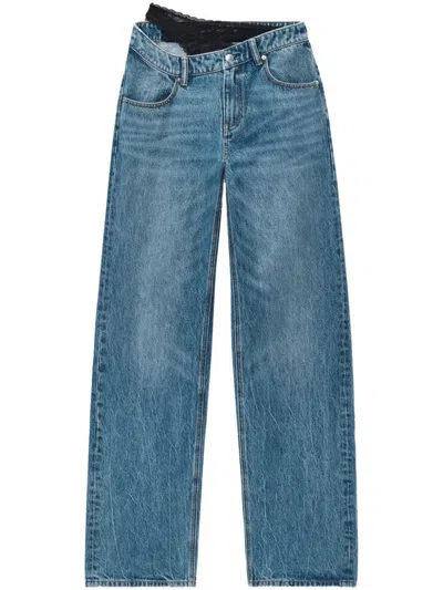 Alexander Wang Distressed Blue Jeans In Vintage Medium Indigo