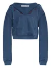 Alexander Wang Distressed Cotton Hoodie In Blue