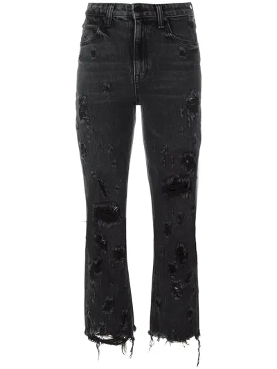 Alexander Wang Distressed Cropped Jeans In Black