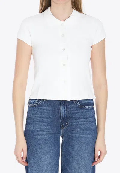 Alexander Wang Distressed Cropped Polo T-shirt In White