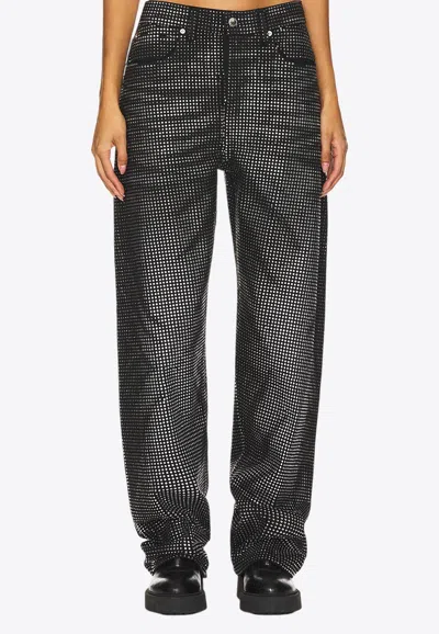 Alexander Wang Distressed Crystal Balloon Jeans In Black