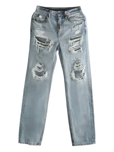 Alexander Wang Distressed-detail Jeans In Blue