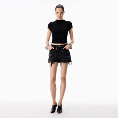 Alexander Wang Distressed Double Layer Short In Gray