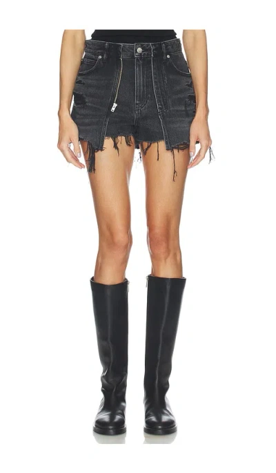 Alexander Wang Distressed Double Layer Skort In Gray