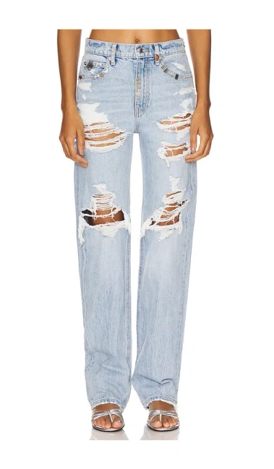 Alexander Wang Distressed Ez Mid Rise Jean In Blue