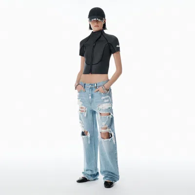 Alexander Wang Distressed Ez Mid-rise Jeans With Hardware