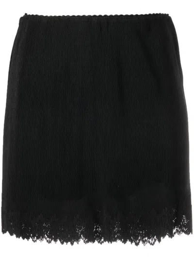 Alexander Wang Distressed-hem Mini Skirt In Schwarz