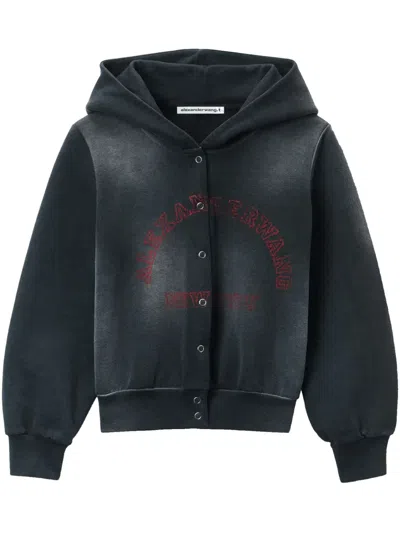 Alexander Wang Distressed Hooded Jacket In Black