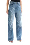 Alexander Wang Blue Laser-distressed Logo Jeans In Multi