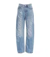 Alexander Wang Blue Laser-distressed Logo Jeans In Blue