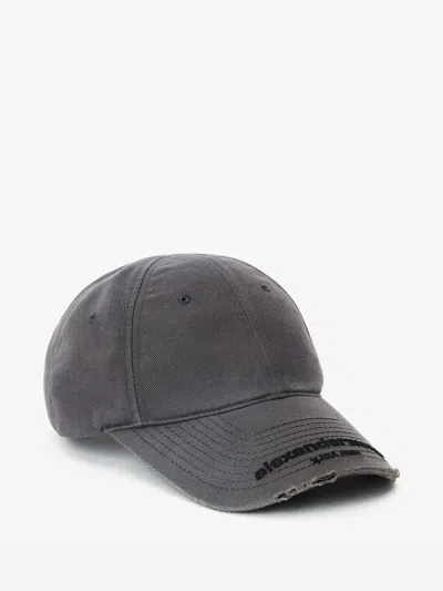 Alexander Wang Distressed Logo Baseball Cap In Grau