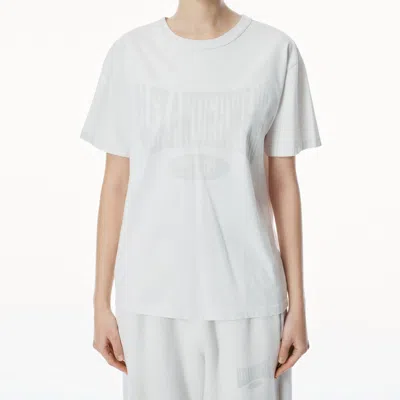 Alexander Wang Distressed Logo Cotton Tee In Dirty White