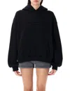 Alexander Wang Black Distressed Logo Hoodie In Black