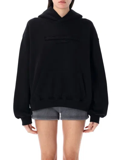 Alexander Wang Distressed Logo Hoodie In Black