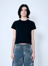 Alexander Wang Distressed Logo Shrunken T-shirt In Black