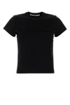 Alexander Wang Distressed Logo Shrunken Tee In Cotton Jersey In Black