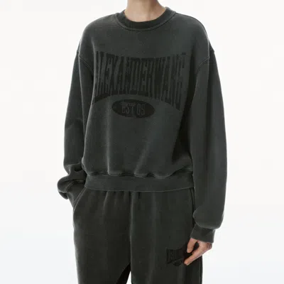 Alexander Wang Distressed Logo Sweatshirt In Faded Black