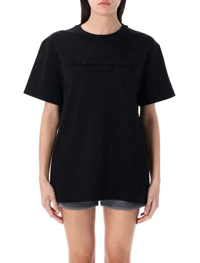 Alexander Wang Distressed Logo T-shirt With Ribbed Crewneck In Black