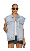 Alexander Wang Women Distressed Denim Vest In Blue
