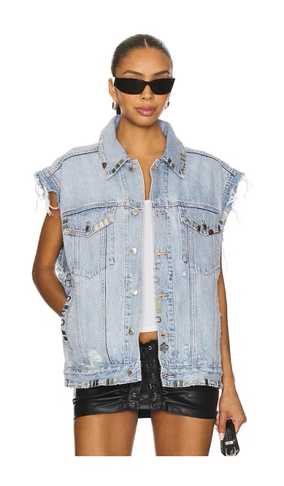 Alexander Wang Distressed Oversized Vest In Blue