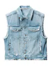 Alexander Wang Distressed Oversized Vest With Hardware Clothing In Blue