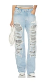 Alexander Wang Distressed Straight Jean In Blue