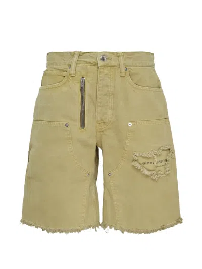 Alexander Wang Distressed-effect Carpenter Shorts In Green