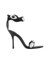Alexander Wang Leather Sandals With Croco Print In Black