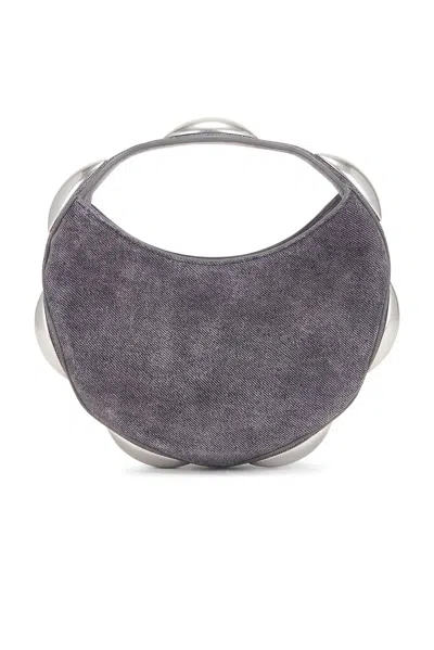 Alexander Wang Dome Circular Denim Printed Leather Bag In Asphalt