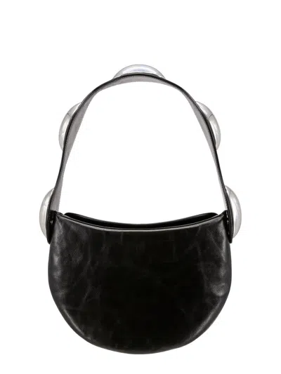 Alexander Wang Dome Crackle Zip-up Shoulder Bag In Black