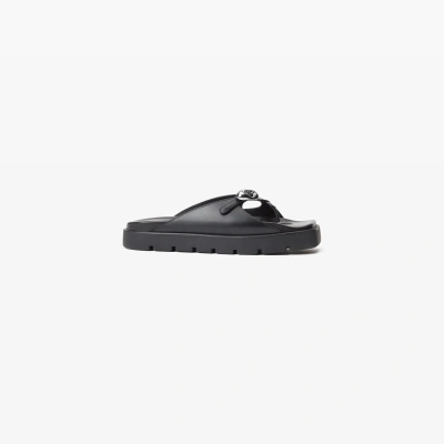 Alexander Wang Dome Flatform Leather Sandal In Black