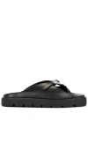 Alexander Wang Leather Dome Thong Sandals In 黑色
