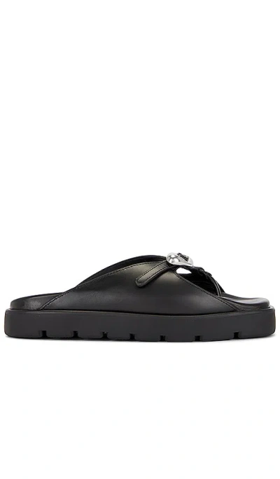 Alexander Wang Leather Dome Thong Sandals In Black