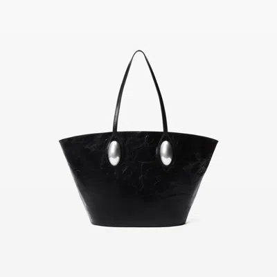 Alexander Wang Dome Large Tote In Crackle Patent Leather In Black
