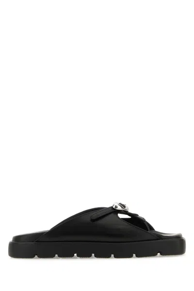 Alexander Wang Leather Dome Thong Sandals In Black