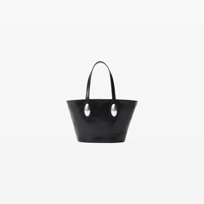 Alexander Wang Dome Small Tote In Crackle Patent Leather In Black